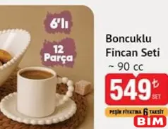 BENANTE BONCUKLU FİNCAN SETİ 6'LI 12 PARÇA 90 CC